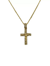 CADENA CON CRISTO ZIRCONIAS BAGUETTES CHICO -  ORO 10K