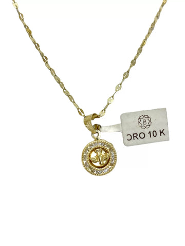 CADENA CON MEDALLA ESPÍRITU SANTO REDONDA MINI -  ORO 10K