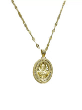 CADENA CON MEDALLA SAGRADO CORAZÓN OVAL CH -  ORO 10K