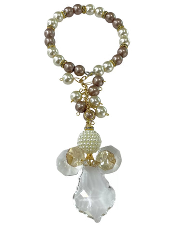 COLGANTE BENDICIÓN ARO DE PERLA CON ANGEL DE CRISTAL