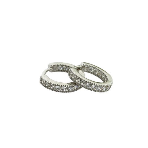 ARETE ARRACADA ZIRCONIA MARGEN PUNTEADO  - PLATA .925