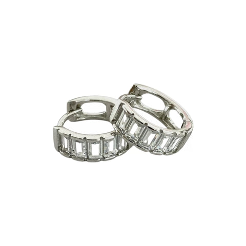 ARETE ARRACADA ZIRCONIA BAGUETTES - PLATA .925