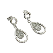 ARETE LARGO DOBLE GOTA ZIRCONIA Y LISO - PLATA .925