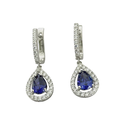 ARETE LARGO GOTA MORADO CONTORNO - PLATA .925