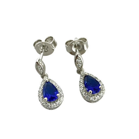 ARETE GOTA ZIRCONIA AZUL MINI - PLATA .925