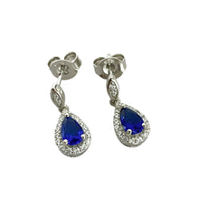 ARETE GOTA ZIRCONIA AZUL MINI - PLATA .925