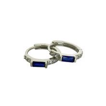 ARRACADA BAGUETTE  ZIRCONIA AZUL - PLATA .925