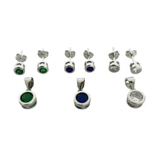 SET JUEGO ZIRCONIA BISEL TAMBOR - PLATA .925