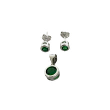 SET JUEGO ZIRCONIA BISEL TAMBOR - PLATA .925