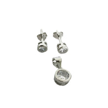 SET JUEGO ZIRCONIA BISEL TAMBOR - PLATA .925