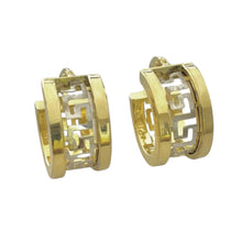 ARRACADA ANCHA CON GRECAS BI COLOR - ORO 10K