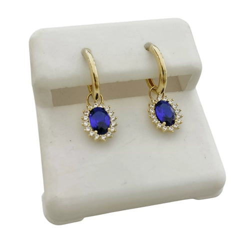 ARRACADA MINI CON COLGANTE DESMONTABLE ZIRCONIA AZUL - ORO 10K