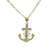 CADENA CON CRUZ ANCLA TROQUELADA - ORO 10K