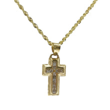 CADENA CON CRUZ ZIRCONIA BISEL ANCHO - ORO 10K