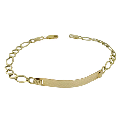 ESCLAVA PLACA FIGARO CART - 19.5 cm x 5 mm - ORO 10K