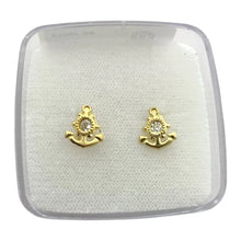 BROQUEL ANCLA CON PIEDRA - ORO 10K