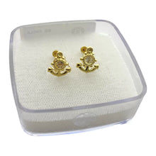 BROQUEL ANCLA CON PIEDRA - ORO 10K