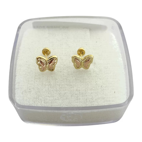 *BROQUEL MARIPOSA BI COLOR - ORO 10K