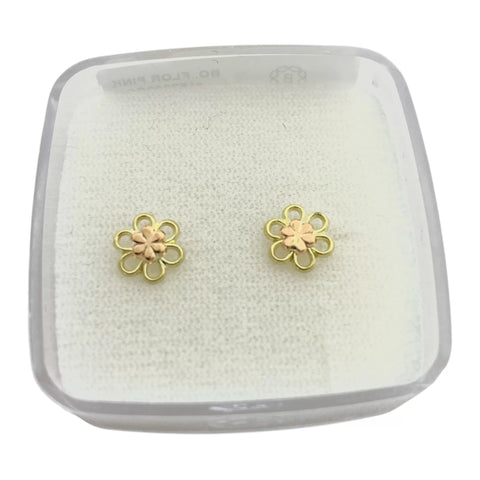 BROQUEL FLOR SILUETA BI COLOR - ORO 10K