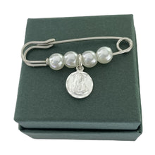 PIN FISTOL BROCHE CON MEDALLA - DOBLE VISTA VIRGEN DE GUADALUPE Y SAGRADO CORAZÓN - PLATA .925
