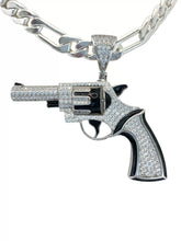 DIJE REVOLVER ARMA CON ZIRCONIA - PLATA .925