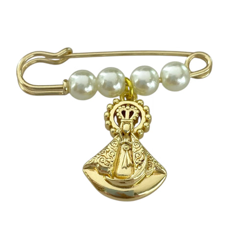 PIN FISTOL BROCHE CON MEDALLA DE CHAPA DE ORO - VIRGEN DE ZAPOPÁN