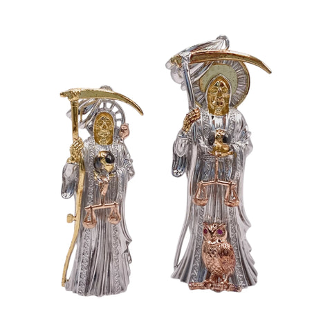 DIJE SANTA MUERTE 3D EN 3 COLORES - PLATA .925