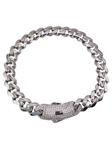 PULSO MÓNACO CH - BARBADO CUBANO - 21 cm x 8 mm - PLATA .925