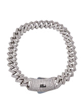 PULSO MÓNACO CH - BARBADO CUBANO - PIEDRA ZIRCONIA - 18 cm x 9 mm - PLATA .925