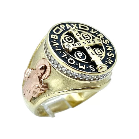 ANILLO MEDALLA SAN BENITO ABAD - ORO 10K