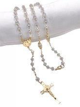 ROSARIO CRISTAL BLANCO - DORADO