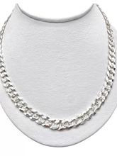 CADENA BARBADA DIAMANTADA 70 cm x 8 mm - PLATA .925