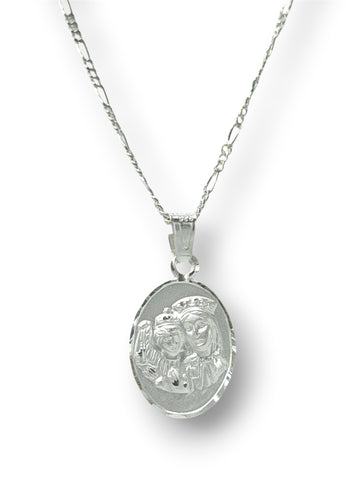 CADENA CON MEDALLA VIRGEN DEL CARMEN - MATE - PLATA .925