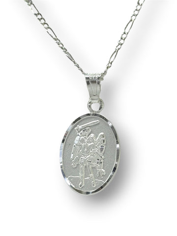 CADENA CON MEDALLA ARCANGEL MIGUEL - MATE - PLATA .925