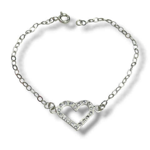 PULSERA CORAZON CONTORNO ZIRCONIA - PLATA .925