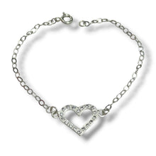 PULSERA CORAZON CONTORNO ZIRCONIA - PLATA .925