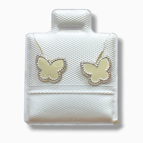 BROQUEL MARIPOSA ESMALTADA BLANCO - PLATA .925