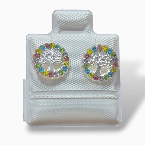 BROQUEL ARBOL DE LA VIDA DE COLORES  - PLATA .925