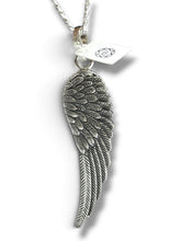 DIJE DE ALA DE ANGEL PAVONADO - 6 CM  - PLATA .925