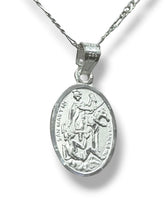 CADENA CON MEDALLA SAN MARTIN CABALLERO - MATE - PLATA .925