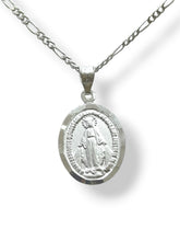 CADENA CON MEDALLA VIRGEN MILAGROSA - MATE - PLATA .925
