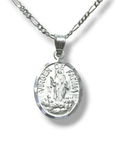 CADENA CON MEDALLA VIRGEN DE FATIMA - MATE - PLATA .925