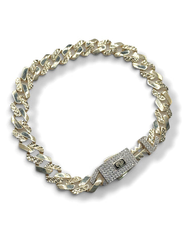 PULSO BARBADO EDGE DIAMANTADO - 21 cm X 8.5 mm - ORO 10K