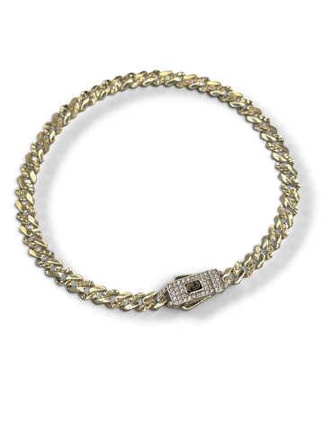 PULSO BARBADO TEMPO  DIAMANTADO - 21 cm X 4.5 mm - ORO 10K