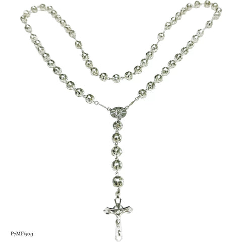 ROSARIO BOLA CALADA 7 MM - VIRGEN DE GUADALUPE - PLATA .925
