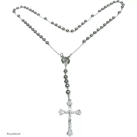 ROSARIO BOLA LISA 6 MM LIGERA - VIRGEN GUADALUPE - PLATA .925