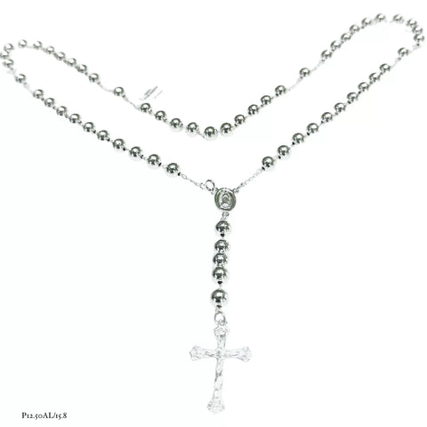 ROSARIO BOLA LISA 7 MM LIGERA - VIRGEN DE GUADALUPE - PLATA .925