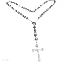 ROSARIO BOLA LISA 8 MM LIGERA - VIRGEN GUADALUPE - PLATA .925