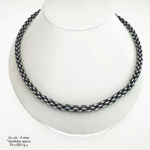 CADENA PAVONADA RED 6 mm - 65 cm - PLATA .925