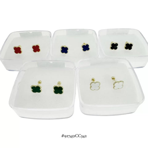 BROQUEL TRÉBOL ESMALTADO ORO 10K